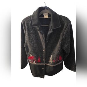 Jantzen Black Wool Blend Jacket with Red Accents